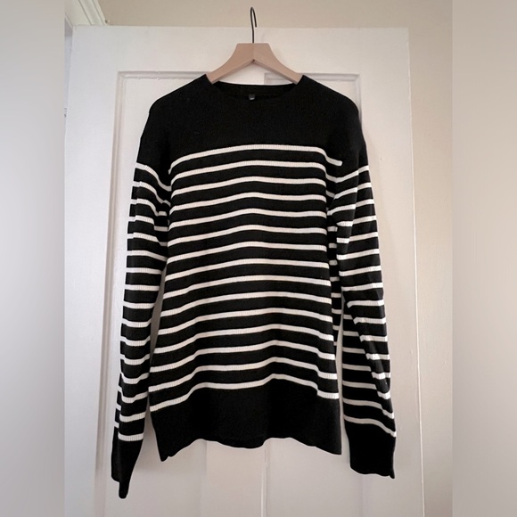 Muji Black + White Striped Crewneck Sweater, Men’s M - Picture 1 of 2